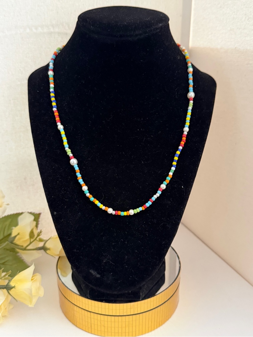 Roxanne Assoulin AUTHENTIC Multicolor Seed-Bead Necklace with Freshwater Pearl